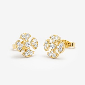 Pendientes de Diamantes Naturales con Corte Redondo en Racimo, Oro Blanco, Amarillo y Rosa de 14K, 0.15 Quilates, Hipoalergénicos, Proveedor de Joyería Fina - Product Image 5