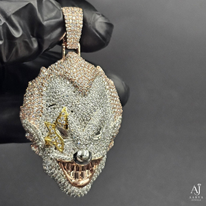 Pendentif personnalisé en moissanite motif visage de clown glacé, en argent 925 plaqué or rose, bijou unisexe, cadeau hip-hop - Product Image 2