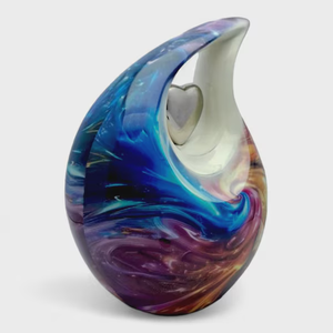 Urne funéraire colorée en forme de goutte d'eau, en métal, pour cendres, avec découpe en forme de cœur, récipient décoratif commémoratif - Product Image 4