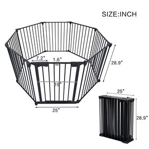 Cancelletto di Sicurezza Regolabile in Schiuma a 8 Pannelli, Recinzione per Giardino, Porta in Metallo, Recinzione per Caminetto, Recinzione per Albero di Natale, Cancello per Scale di Casa - Product Image 1
