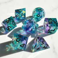 Mini Dés Polyédriques en Résine Vert Ambre Minuit pour D&D, 1 pièce, à Bords Tranchants, pour Jeux de Table RPG Dungeons & Dragons et Fêtes