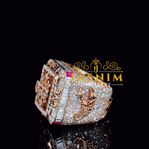 Tasnim Luxury Rossand <b>White</b> <b>Gold</b> Plated <b>Ring</b> VVS Moissanite Round Brilliant Cut Proung Setting Unisex Wedding Jewelry - Product Image 3