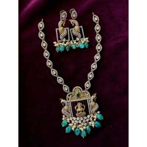 Sterling Silver Silver Plated Channel Setting Freshwater <b>Pearl</b> Necklace <b>Set</b> - Product Image 1