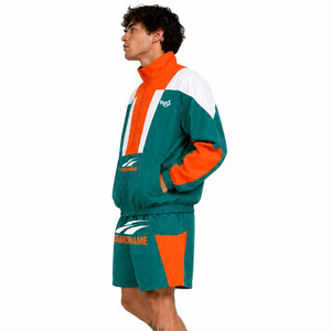 Trendy Custom Men's Nylon Shorts Tracksuit Windbreaker Jackets & Embroidered Logo Print OEM Private <b>Label</b> Nylon Summer Hoodies - Product Image 6
