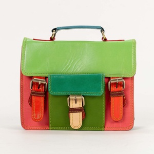 <b>Small</b> Recycled Leather Satchel Handbag Hot Selling Rainbow Color Purse Women's Stylish Unique Multi Uses Sustainable Sling Bags - Product Image 2
