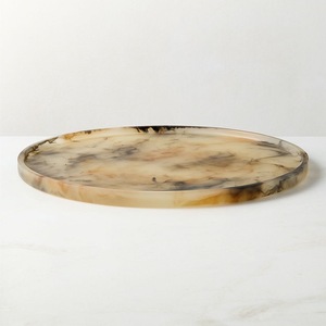 Plateau de service décoratif abstrait moderne en résine ambre dorée, fait main, artisanat impérial, pour la maison, la vanité, les bijoux, le café - Product Image 4