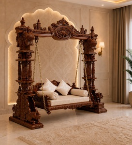 Modern Hand Carved Silver <b>Swing</b>/Jhula Home Decor Premium Quality Teak Wood Oonjal <b>Swing</b> Furniture Customizable Color Design USA - Product Image 3