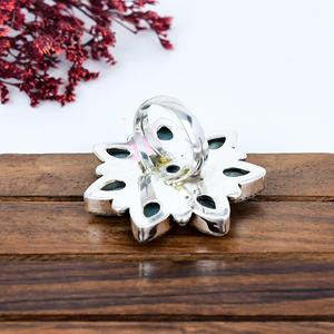 Anillo de Flor de Larimar, Plata de Ley 925, Gema Azul, Anillo Floral, Joyería Boho Hecha a Mano, Regalo para Ella - Product Image 3
