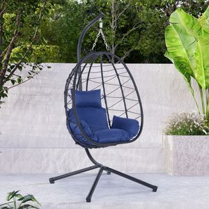 Per interni/esterni uovo sedia Stand Swing Patio in vimini appeso cesto sedia amaca per soggiorno camera da letto con balcone sedia a dondolo per - Product Image 1