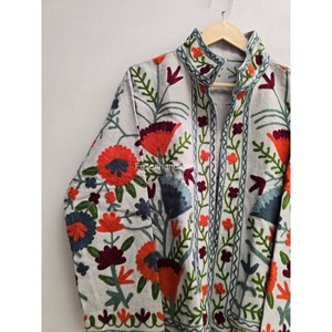 Chaqueta india 100% algodón, hecha a mano, corta, unisex, con bordado uzbeco, para fiestas, para mujer. - Product Image 2