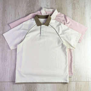 Polo de Manga Raglán para Hombre con Cuello Ribeteado en Contraste 2026, Color Marfil y Rosa, Estilo Minimalista, Ropa Casual Elegante de Alto Rendimiento HD - Product Image 6