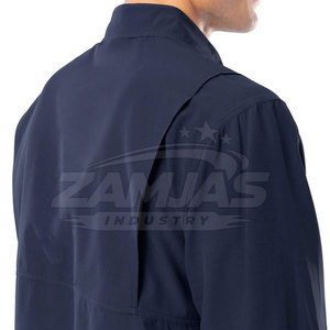 เสื้อเชิ้ตคาร์โก้แบบมีกระเป๋าหน้าติดกระดุมโค้งพร้อมโลโก้แบบกำหนดเอง สไตล์ลำลอง ระบายอากาศได้ดี ลายเรียบ แขนยาวสำหรับผู้ชาย - Product Image 5