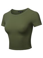 Kaos Rajut Slim Fit Putih Solid Bahan Spandex/Nilon Bernapas 180g Model Crop Wanita Lengan Pendek Kerah Bulat Bergaris Kerut Kasual