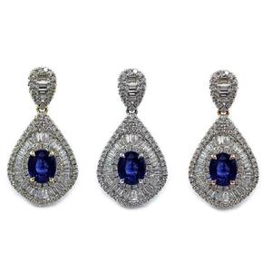 Bijoux fins de Hong Kong personnalisé bonne qualité 18k solide or blanc SI1-2 clarté poire saphir pendentifs à breloque femmes - Product Image 4