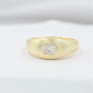 Custom Made <b>Vintage</b> 18K <b>Gold</b> Plated 4-Layer Plated Sterling Silver 10mm 3.0g Eternity Band <b>Ring</b> Square Zircon Satin Finish - Product Image 3