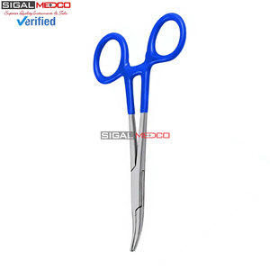 Pinzas Hemostáticas Manuales de Primera Calidad, Tipo Mosquito, 5 Pulgadas, Curvas, con Mangos Recubiertos de PVC Azul, Acero Inoxidable Alemán, Quirúrgicas, Dentales, CE - Product Image 6