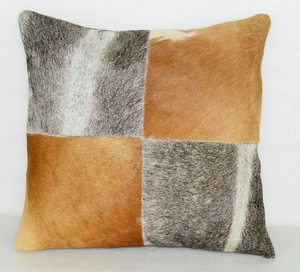 Funda de Almohada de Cuero Vacuno con Diseño de Patchwork, Cojín de Piel de Vaca Natural para Sofá y Hogar - Product Image 4