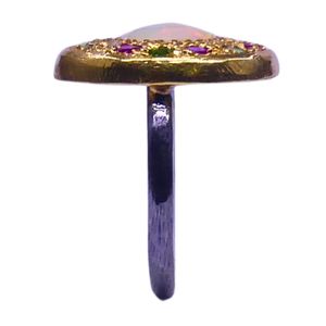 Gemvanity <b>Opal</b> Muti Color Topaz Channel Setting Classic Engagement <b>Ring</b> Vermeil Sterling <b>Silver</b> Gold-Plated Unisex Elegant - Product Image 3