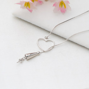 Nouveau collier pendentif en argent S925 en forme de cœur sans bouton pour femmes, parfait pour collier de perles DIY avec 1 chaîne de perles - Product Image 3