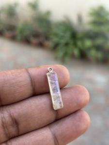 Pendentif en argent sterling 925 naturel avec pierre de lune, véritable, fait main, religieux, forme coussin longue, taille facetée, certifié par un tiers - Product Image 2