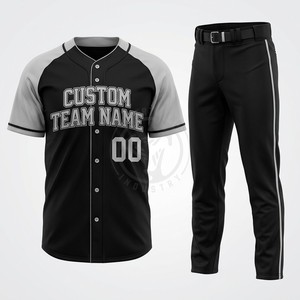 Ensemble d'uniformes de baseball personnalisés pour hommes, maillot et pantalon en polyester, bordeaux et gris, nom et numéro de l'équipe 00, vêtements de sport respirants - Product Image 4