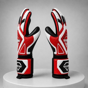 Guantes de Portero de Fútbol OXYTAG Rojos, Blancos y Negros, Transpirables, Antideslizantes, con Correa de Muñeca Ajustable - Product Image 3