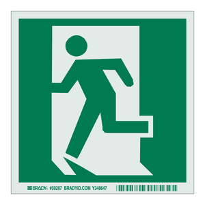 Panneau de sortie photoluminescent BradyGlo 6x6 pouces en PVC imprimé UV pour les sorties de secours - Product Image 2