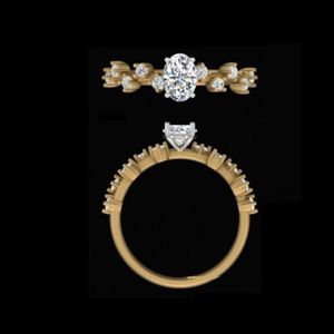 Anillo de Compromiso con Diamante Ovalado de 1.35 Quilates, Oro Sólido de 18k/14k, Anillo de Boda con Diseño Floral, Joyería Fina de Lujo para Mujer - Product Image 1