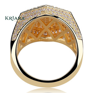 แหวนค็อกเทลโมอิสซาไนต์เงินแท้ 925 ชุบทอง 18K ดีไซน์เรขาคณิต ประดับเพชรแบบ Pave สวมใส่ได้ทุกวัน หรูหรา เหมาะสำหรับทั้งชายและหญิง - Product Image 5