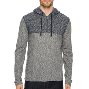 Sweat à capuche pour homme en polaire, color block noir et rouge, décontracté, coupe classique, tricoté, avec poches, pour l'automne - Product Image 1