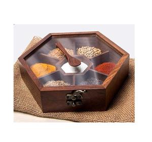 Caja de Especias de Madera para Cocina, la Mejor Calidad, Artesanía India, Caja de Especias de Madera para Uso en el Hogar, Restaurantes y Hoteles - Product Image 3