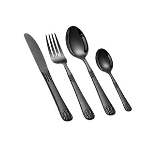 Ensemble de couverts en acier inoxydable noir mat 4 pièces, couverts modernes de luxe pour le dîner, la maison, l'hôtel, le restaurant et les mariages - Product Image 1