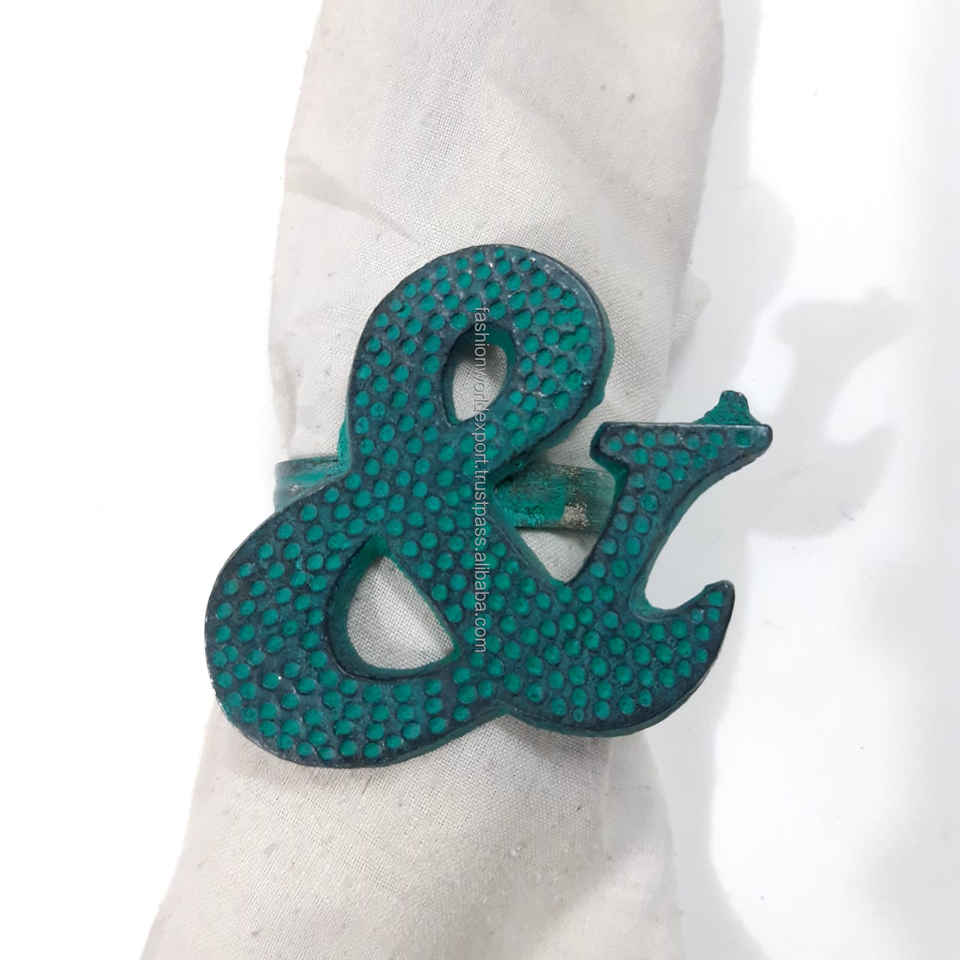 Elegant Metal Napkin Ring Ampersand Clip In Bold Blue Perfect For Rustic Wedding Decor Typography Lovers Or Artistic Displays