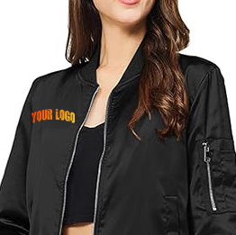 Blouson Bomber Matelassé en Satin de Coton Teint pour Femme, Décontracté, Automne, Noir, Style Universitaire, à Capuche, Coupe-Vent, Imperméable, Brodé - Prix de Gros - Product Image 3