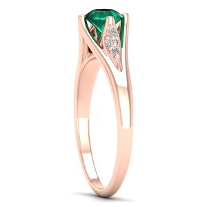 Bijoux REYES en argent sterling 925, anneaux sertis d'émeraudes rondes de 0,5 carat pour femmes, bijoux en moissanite certifiés GRA - Product Image 3