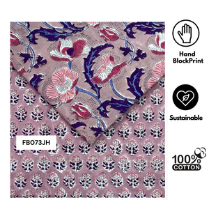 Jaipur Floral Artisan Cotton Block Print Fabric by the Yard Indian Handmade Textile Eco Friendly Durable Soft <b>Machine</b> Washable - Product Image 2