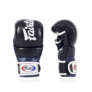 ถุงมือ MMA สีดำและสีน้ำเงิน ถุงมือชกมวยแบบสั่งทำพิเศษ ยี่ห้อ Fairtex ของแท้ ถุงมือหนังสำหรับ MMA และ Grappling สำหรับผู้ใหญ่ - Product Image 4