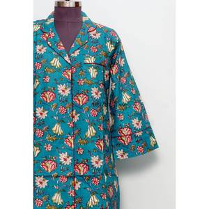 Camisón Kimono Bohemio de Algodón para Mujer, Estilo Indio, Largo hasta la Rodilla, con Cinturón y Botones Decorativos, Moderno y Natural - Product Image 2