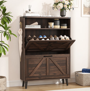 Meuble de salon moderne minimaliste de grande capacité de style européen, armoire à chaussures en bois fermée, murale, personnalisable - Product Image 1