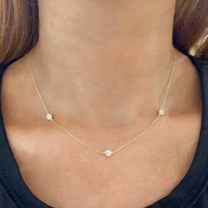 สร้อยคอเพชรแบบเพชรเม็ดเดี่ยวจาก Diamonds By The Yard ทองคำแท้ 14K 18K ทรงกลมเจียระไนแบบ Bezel Set เพชรเพาะเลี้ยง สไตล์มินิมอล เหมาะสำหรับใส่ทุกวัน เครื่องประดับคลาสสิก - Product Image 6