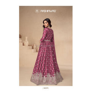 Último nuevo diseñador de ropa de fiesta bordado pesado trabajo con Secuencia de trabajo vestido de nuevo diseño para damas - Product Image 6