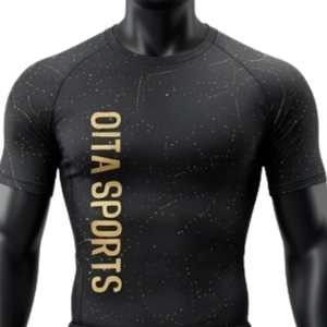 Ensemble T-shirt et short de compression pour homme noir et or, séchage rapide, extensible, pour fitness, entraînement, gym, course à pied, sport - Product Image 3