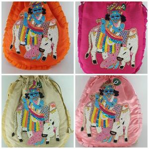 Handmade Indian Rajasthani Beaded Silk Drawstring <b>Potli</b> <b>Bags</b> for Wedding Gifts Return Gifts or Coin Purse for Girls - Product Image 2