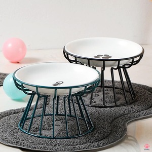 Comedero Elevado de Cerámica Nórdica para Gatos con Soporte Metálico Antideslizante, Plato para Comida y Snacks para Mayor Comodidad del Cuello - Product Image 2
