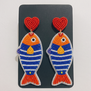 Pendientes Bohemios Rojos con Cuentas Hechas a Mano, con Base de Fieltro, Pendientes Colgantes, Joyería de Moda al por Mayor, Artesanía Gulshan - Product Image 1