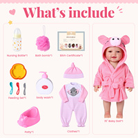 Poupée Reborn Mia de 15 pouces pour filles, corps entièrement en vinyle, souriante, fonction de boisson et d'humidification, ensemble de peignoir de bain