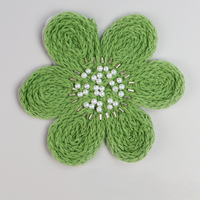 Appliques en tissu chenille perlé, fleurs 3D au crochet, PVC à coudre pour sacs et chaussures