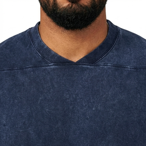 Camiseta Transpirable Ecológica con Lavado Ácido, Oversize, Precio al por Mayor, Cuello Redondo, 100% Algodón, Lisa, Teñida, con Lavado Ácido - Product Image 2