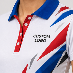 Polo pour femme personnalisé blanc, rouge et bleu roi à coupe angulaire, séchage rapide, respirant, manches courtes, uniforme de golf performant WPS-0888 - Product Image 5