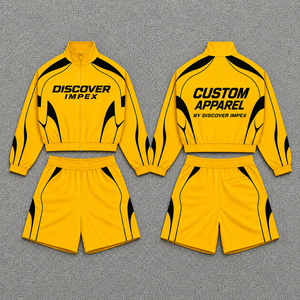 Conjunto de Chaqueta Cortavientos y Pantalones Cortos de Nailon Unisex Personalizado, Dos Piezas, Impresión Serigrafiada, Corte Regular, Estilo Hip Hop Urbano, Gimnasio, OEM - Product Image 1